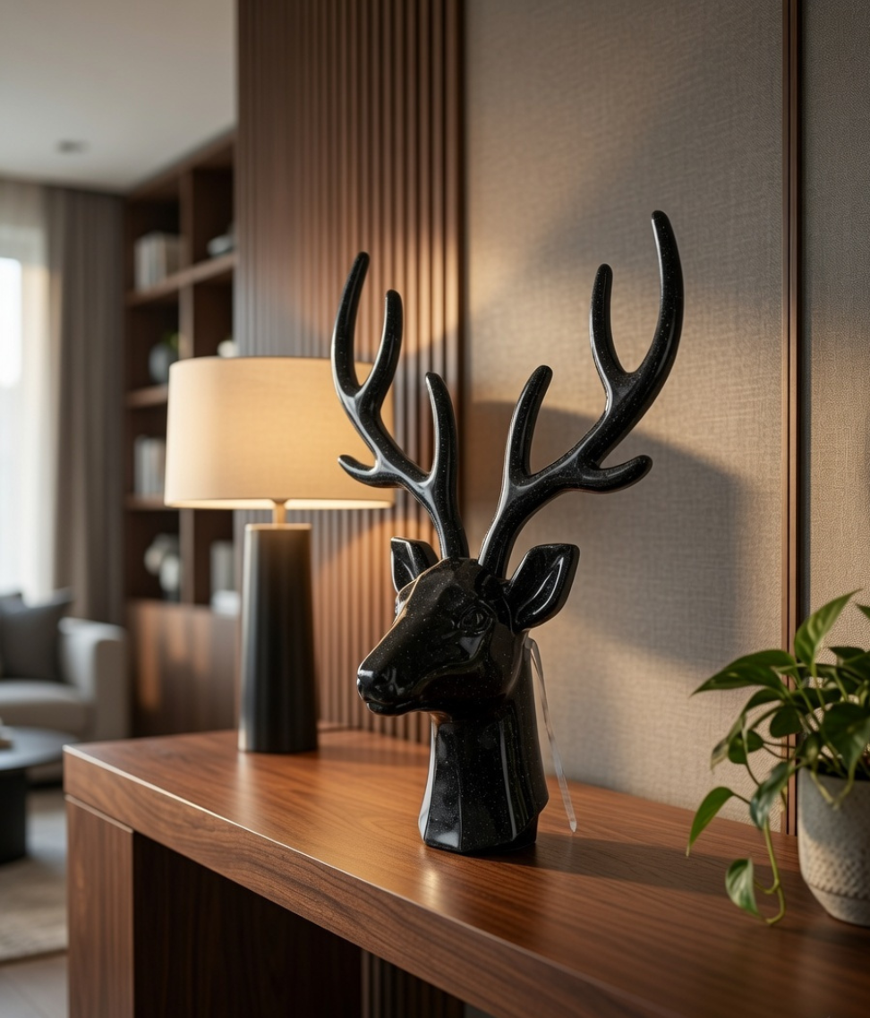 Midnight Stag Resin Table Accent