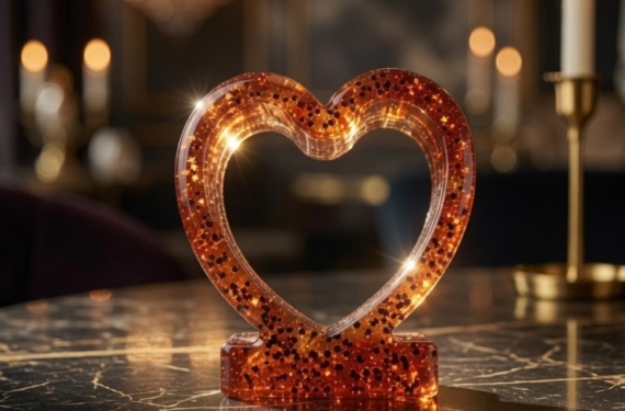 Elegant Resin Heart Table Décor