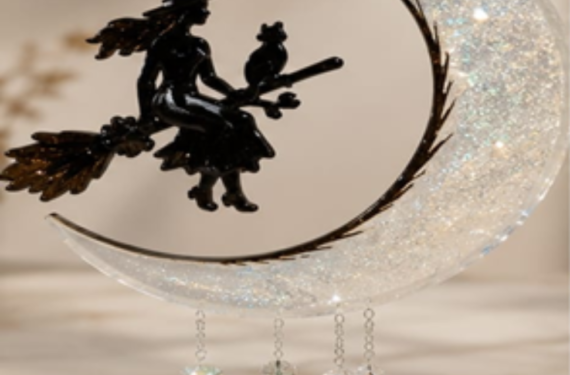 Mystic Moon Witch Resin Art Table Décor